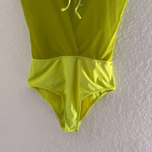Neon Green One Piece Bathing Suit - Picture 3 of 4